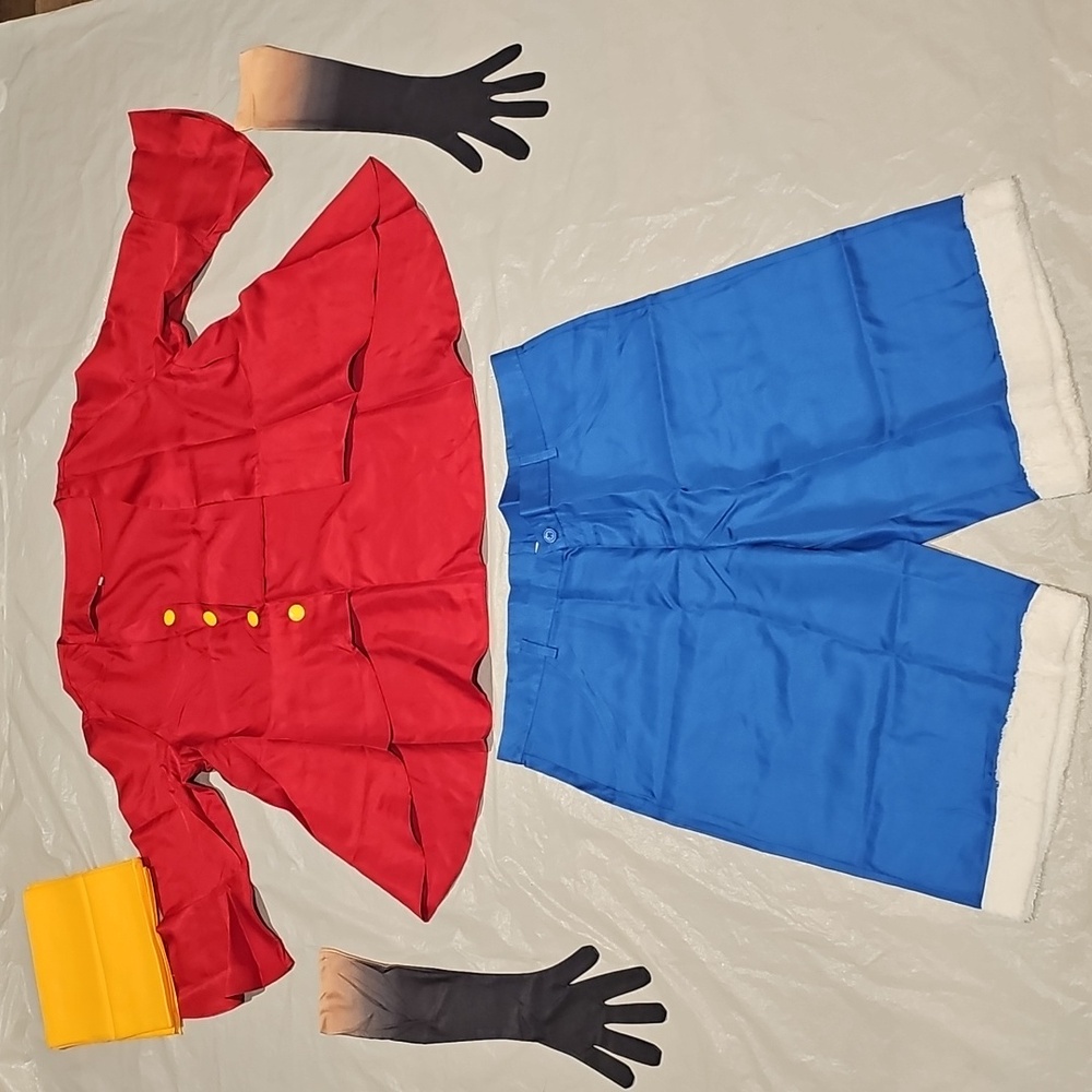 DAZCOS Luffy Adult Men's US Size XL Anime Red Outfit Cosplay Costume New